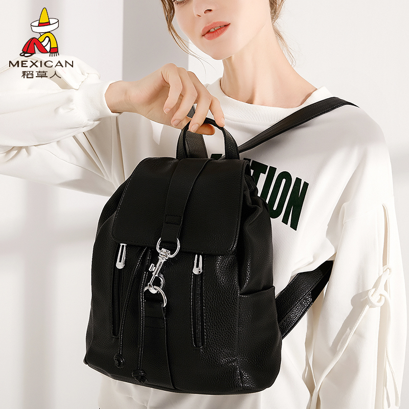 Scarecrow Shoulder Bag Female Korean Version 2018 New Chao Ladies Leisure Bag Soft Simple Travel Backpack Female
