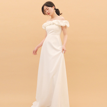 TANSSHOP white dress skirt pleated strapless neckline elastic slim slim two length dress