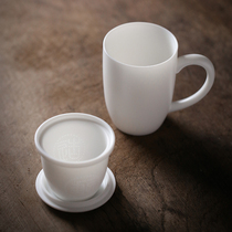 DeHua Chinese white porcelain filter office tea cup large capacity mug ceramic with lid tea cup gift box