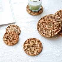 Chinese natural handmade rattan coaster Cup Cup Holder home creative thermal insulation pad plate cushion bowl pad photo props storage basket