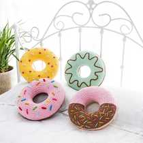 Creative handmade diy wool knitting donut pillow sofa home decoration Plush doll doll finished product