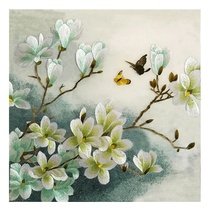 Su embroidery pure hand-made self-embroidered diy beginner kit material package Magnolia living room hanging painting to send needle method tutorial