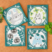 Fresh green Japanese cotton and linen fabric small square insulated coaster bowl pad dish pad coffee coaster