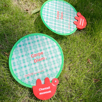 Green peach original summer super practical folding fan portable mini cool cooling artifact checkerboard fashionable folding fan
