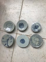 Jingdezhen Ming Dynasty blue and white porcelain tea tray 120 yuan 6 pieces pack old