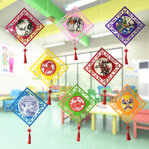 Twenty-four solar terms Kindergarten wall decoration Hanging corridor classroom hanging air creative hollow mat Chinese style
