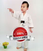 The new tiger brand white collar taekwondo clothing polyester cotton twill white collar taekwondo clothing children adult men and women long sleeve taekwondo clothing