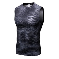 Mens 3D three-dimensional print fitness running sports vest tight elastic Waistcoat Vest quick-drying clothes summer models