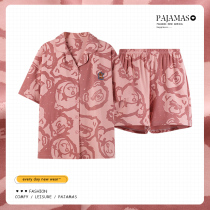 ins wind pure cotton pyjamas ladies summer slim 2022 new short sleeves cute big code home suit summer