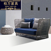 Outdoor pool sofa double combination outdoor balcony terrace Nordic leisure rattan chair sales department sofa chair