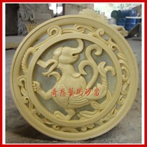 Qis Art Sandstone Dragon Pendant Sandstone Sculpture Hollow Relief Round Sculpture Sandstone fountain Garden Flower Pot Sculpture