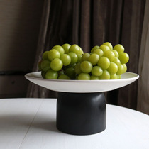 W1962 European order high temperature ceramic wagi design black and white high foot tray fruit plate cake stand