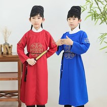 Chinese style antique children's Hanfu boys' costume champion robe spring summer and autumn Chinese culture performance Chinese style Tang suit round neck robe