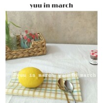 Korean ins blogger with plaid placemats Plaid Pat check props Fresh Kitchen disposable cleaning cloth tablecloth