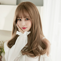 Wig long hair long hair air bangs curly hair long curly hair face full head set pear flower head micro roll wig set