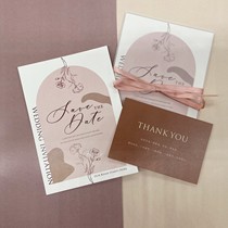 2021 Morandi pink cream color color color invitation wedding INS wedding wedding photos invitation simple romantic wedding invitation
