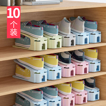  Shoe rack storage artifact One-piece household space-saving adjustable shelf Double-layer shoe holder Dormitory shoes shoe cabinet