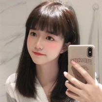 Wig Female medium long hair Realistic natural shoulder-length clavicle hair fluffy girly temperament face repair full head cover type straight hair set