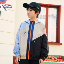 Li Ning childrens clothing boys official website new sports life series unrestrained style long-sleeved loose spring and autumn windbreaker