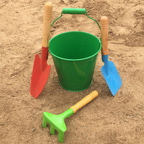 Childrens beach toys iron bucket shovel sand digging set baby outdoor rush Sea play sand play water bucket shovel tools