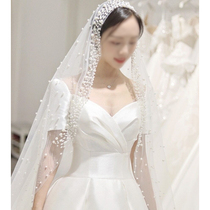 Korean style super fairy wedding photo headgear beautiful nail Pearl travel photography photo shape long tailing face yarn