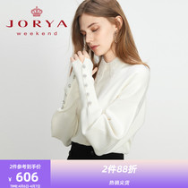 (Exploits Upgrades) Zhuoja Weekend 2022 Spring new Embroidery Lace neckline Necklace Buttoned Sweater Sweater Sweater