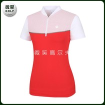 Special 2021 Summer Korea GOLF suit WOMEN RENOM * Half chain contrast color short sleeve T-shirt GOLF