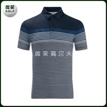Korea special 2021 summer new striped lapel golf suit mens short-sleeved T-shirt golf men