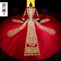 Xiuhe clothing 2021 new Chinese bridal dress summer wedding dress out of the cabinet thin Chinese style improved dragon and phoenix coat