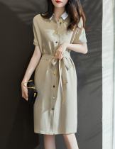 Disk Chart Japanese 2021 Dress POLO Lapel Fun rainbow buckle Lace-up thin acetate shirt