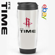 Houston Rockets surrounding basketball fans souvenir gift double-layer coffee water cup with lid can be customized