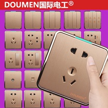 International electrician rose gold salad wire 86 type two three five hole socket wall dual control switch socket panel package