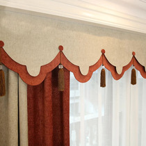 Monica soft curtain new Chinese American modern Nordic chenille apricot color mosaic living room bedroom balcony cover