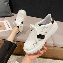 Tide brand small white shoes women 2022 new thick-soled muffin sports casual shoes Joker leather lace-up leather shoes tide