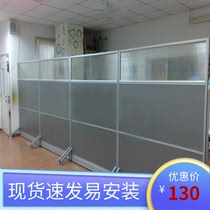 Shanghai office glass partition mobile screen high partition workshop movable partition wall pulley foldable screen panel