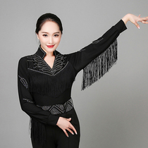 2021 female Latin dance costume performance suit Adult competition suit modern dance top practice suit long-sleeved new