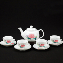 Flash patting leak line 80-90 s porcelain Hongjiang ball mud pure hand-painted hibiscus tea set teapot Cup Saucer