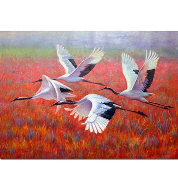 絵画　丹頂鶴 丹頂鶴 絵画 太陽 和風 ミクストメディア 如月爽人 「飛翔」 額