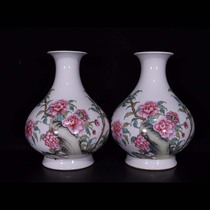 CQ2668 Qingqianlong style pastel flower pattern jade pot spring vase