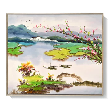 手描き 水彩油画 風景画 約70×100cm 未表装 风景画手绘油画-风景画手绘油画促销价格、风景画手绘油画品牌- 淘宝