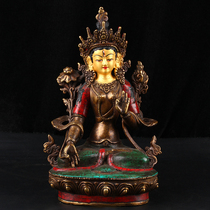  Height of about 23cm Wen play collection inlaid with gems whiteness mother Buddha Statue guardian decoration F8231 Dharma blessing