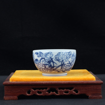 Oil-colored porcelain painting founder of Arts and Crafts master hand-painted firewood kiln blue and white cup stereoscopic strong F7