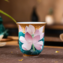 999 True gold hand-painted under-glazed bright white gold porcelain founder Xiao Jianhui and the tea cup tea bowl delivery gift
