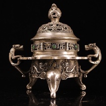 Inlaid gemstone ear Panlong incense burner-DZ6312