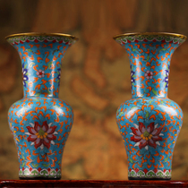 Copper vase A pair of silk enamel vases about 21cm high