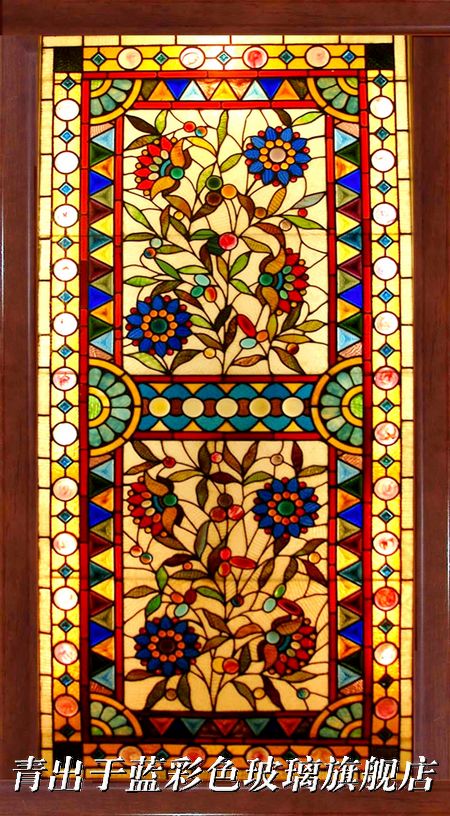 Customized ceiling of Tiffany Passage with coloured art church glass European-style partition screen for doors and windows