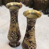 Pakistan Traditional Handicrafts 12 Inch Bronze Sculpture Black Color Figure Day Vase Manufacturer Set Up Direct Marketing