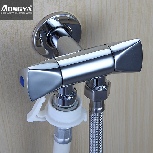 AUSAGEA Copper Washing Machine Faucet Double Outlet Toilet Spray Gun Angle Valve One in Two Out Three-way Faucet