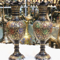 Pakistani handicrafts bronze bronze carving 18 inch black pitch color Kashmir vase gift BT17