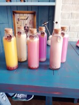 Cold tea bottle cork glass bottle beverage bottle milk tea cup cork straight bottle 350ml beverage bottle with lid